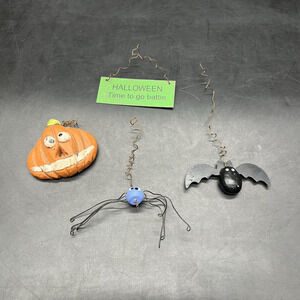 Lot Halloween Folk Art Primitive Cottage Core Pumpkin Bat Spider Sign Craft